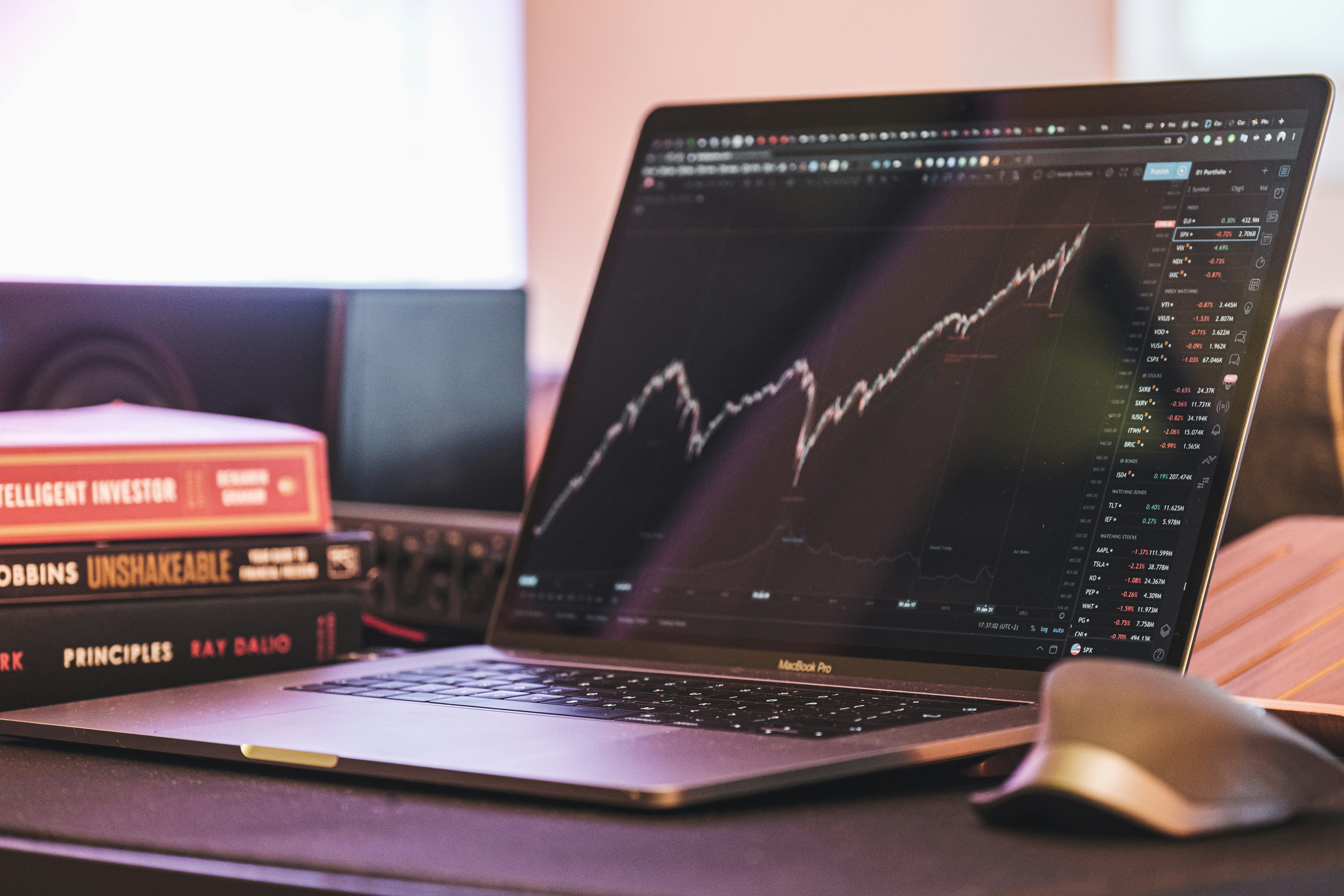 Persona revisando su portafolio de inversión a largo plazo en una computadora